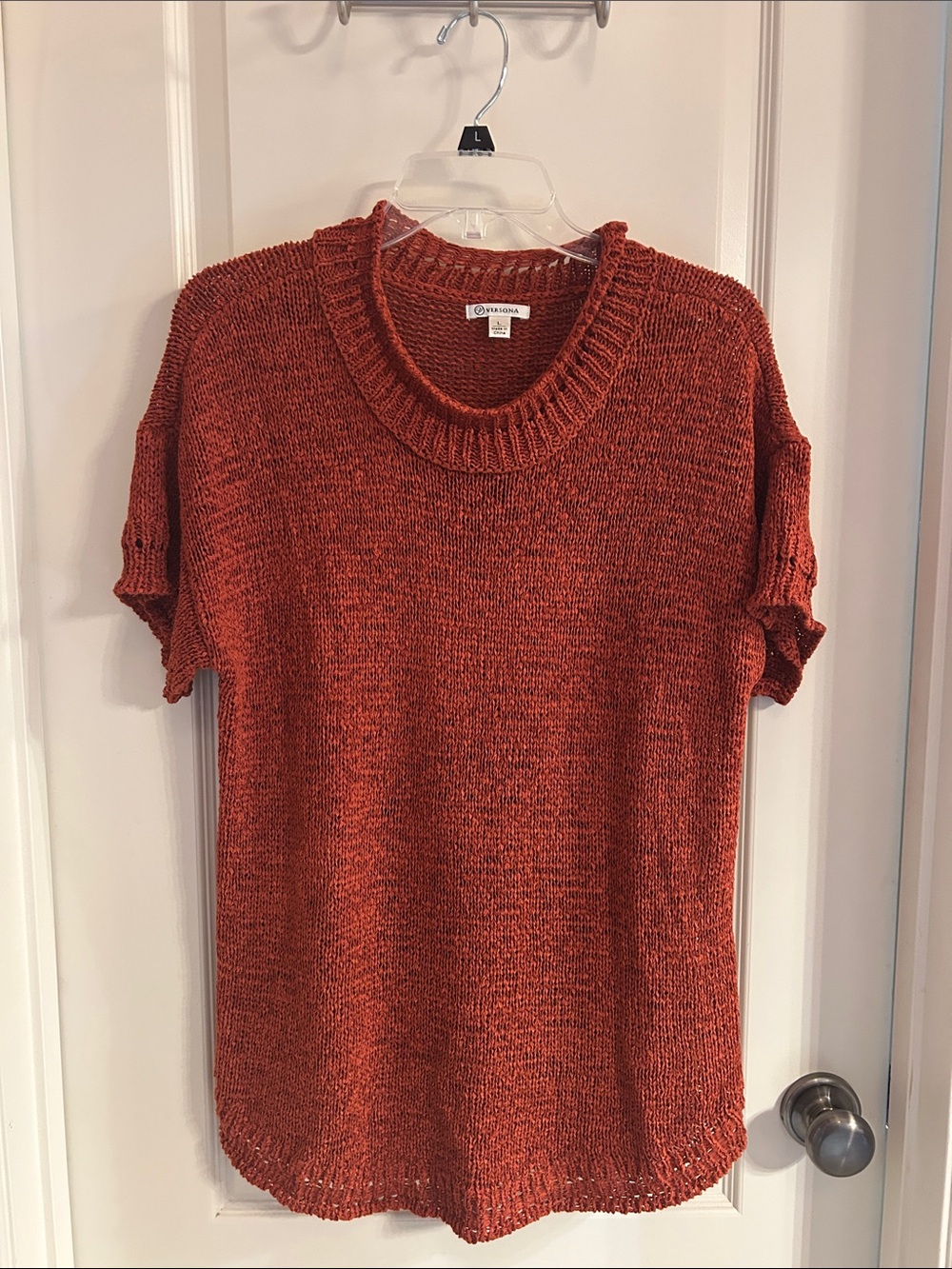 Versona Burnt Orange Short-Sleeve Crewneck Sweater
